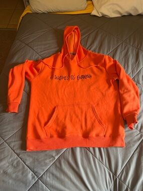 Orange Graphic Hoodie - '6 Inches Is Enough'
